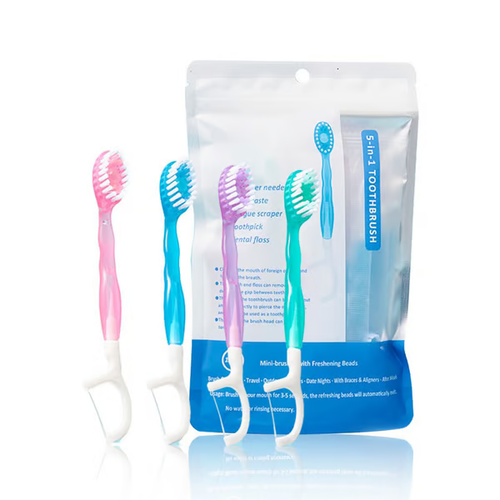 🎁5 in 1 Mini Toothbrush & Floss & Tongue Scraper & Toothpick Set