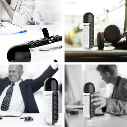 Water Bottle Two-in-One Water Cup 7 Days Pill Box 7 Grid Outdoor Portable Multi-Functional