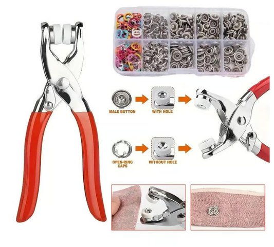 🧵 Sewing Kit with 100pcs Metal Buttons – Manual Pliers Tool Included