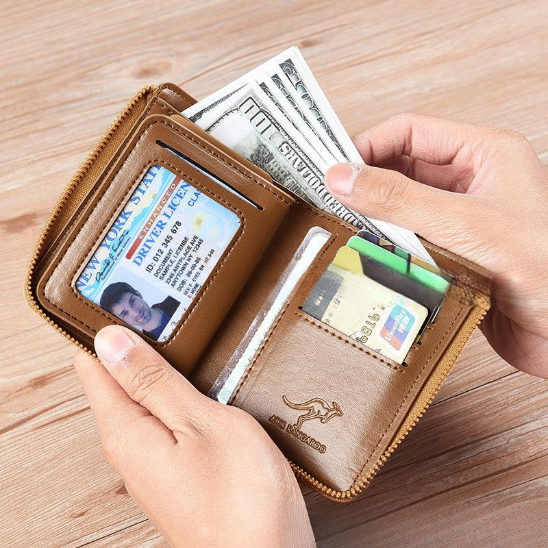 🔥🔥Men Wallet Zipper Genuine Leather Purse ( RFID PROTECTED )