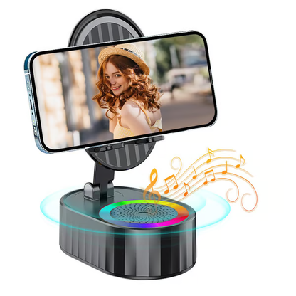 Upgraded Cell Phone Stand with Induction Speaker/Power Bank/Atmosphere Light