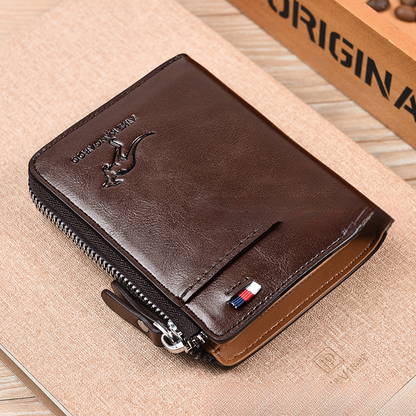 🔥🔥Men Wallet Zipper Genuine Leather Purse ( RFID PROTECTED )