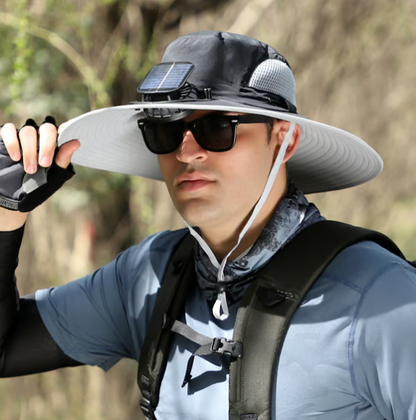 🔥Double fan Wide Brim Solar Fan Outdoor Fishing Hat-Solar & USB Charging