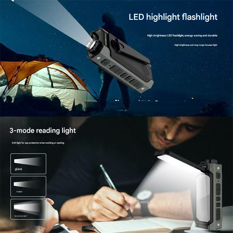 Portable solar-powered emergency hand-cranked radio